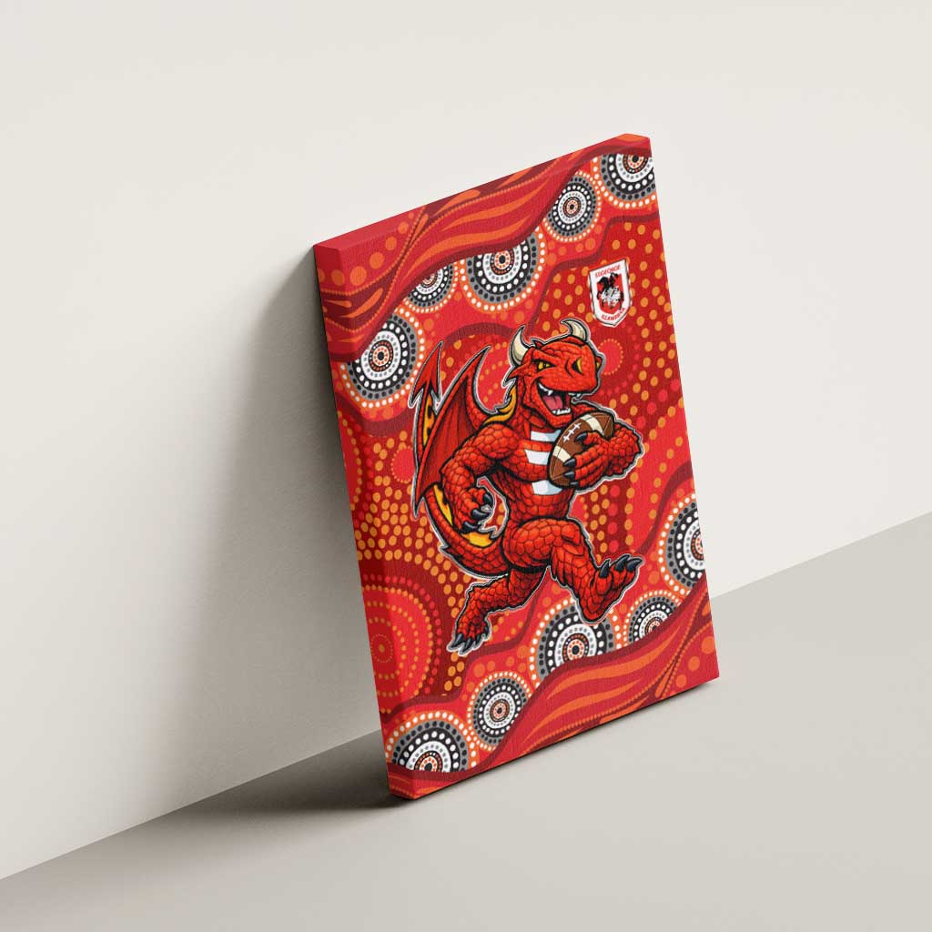 St. George Illawarra Dragons Canvas Wall Art Aboriginal Dot Pattern - Rugby Mascot Heritage Pride