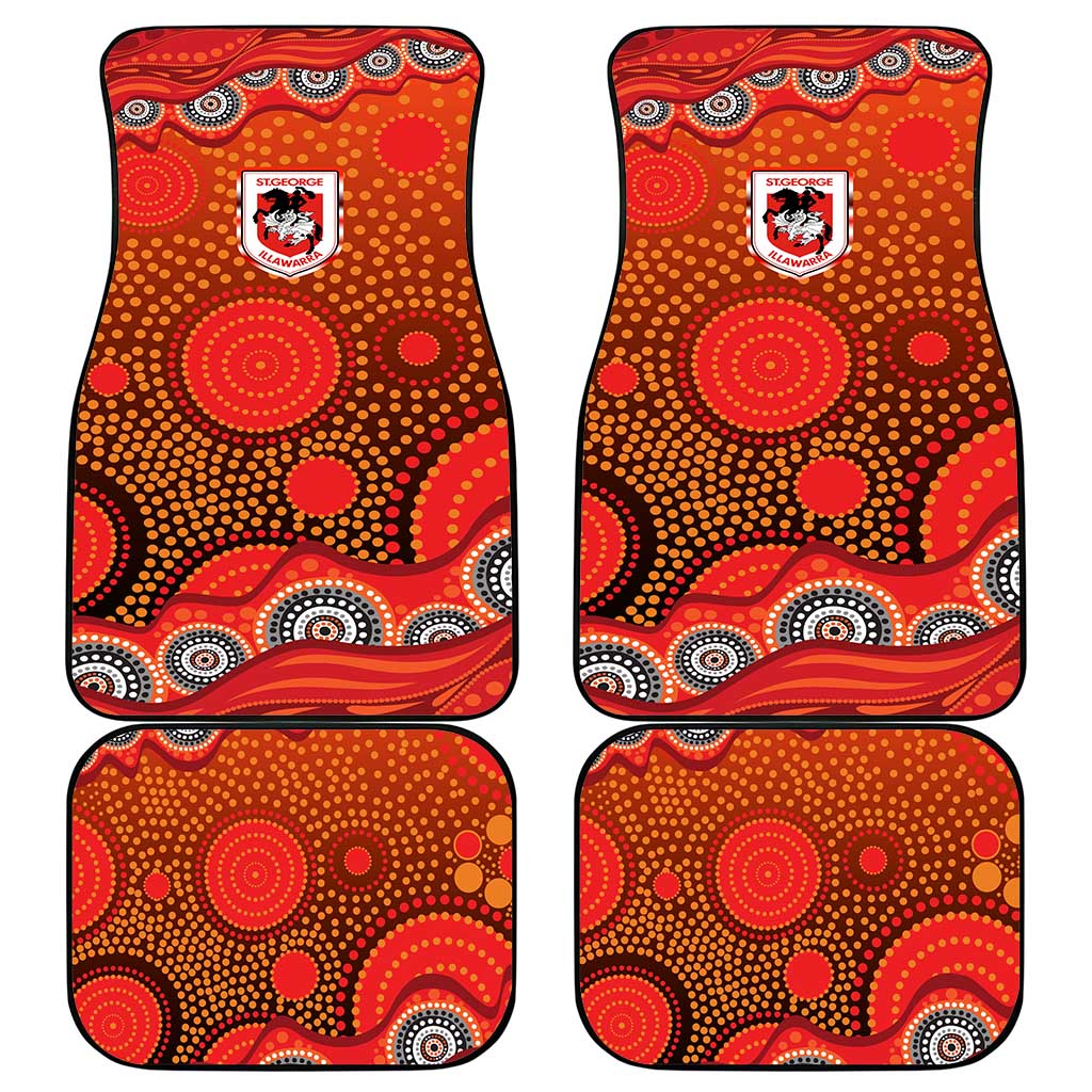St. George Illawarra Dragons Car Mats Aboriginal Dot Pattern - Rugby Mascot Heritage Pride