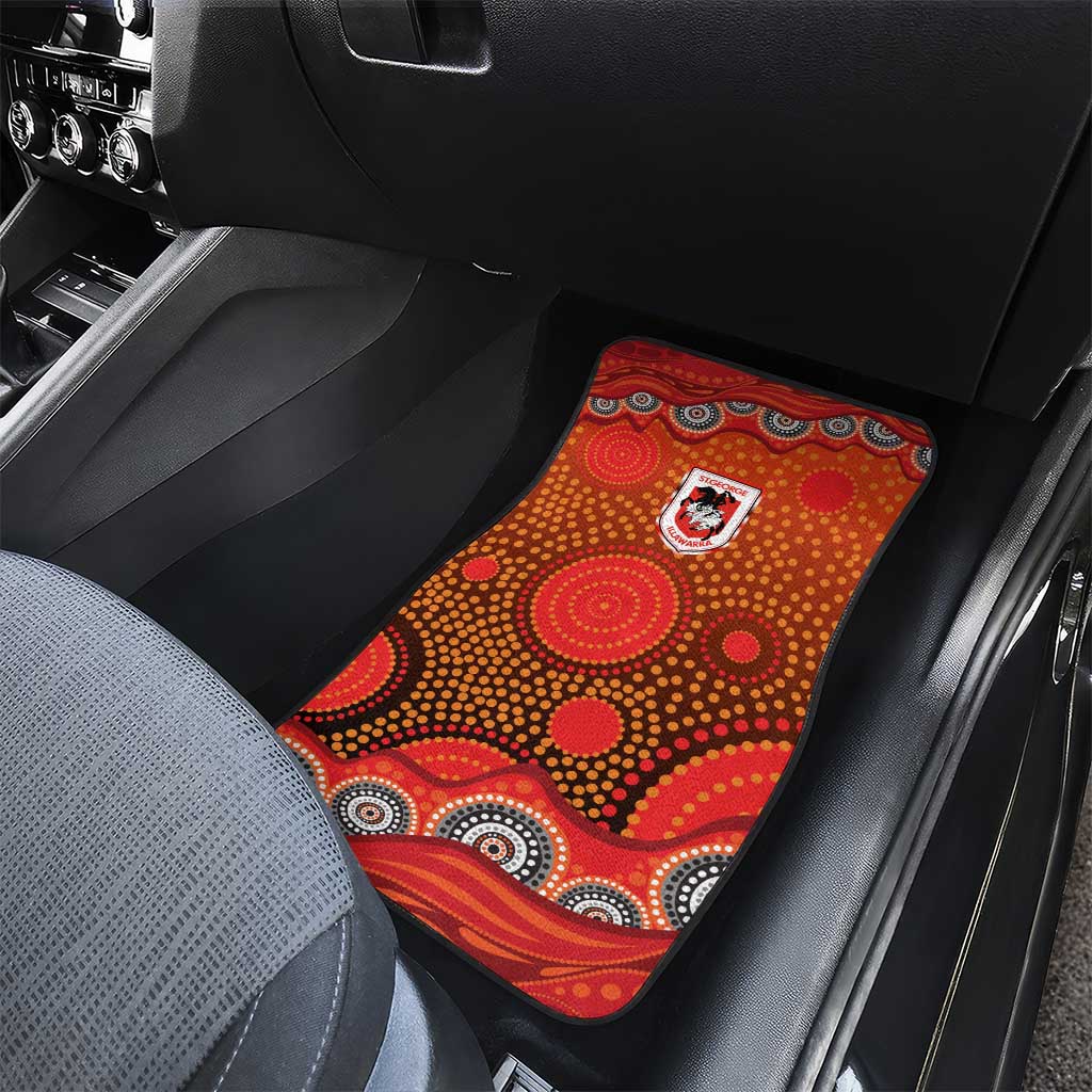 St. George Illawarra Dragons Car Mats Aboriginal Dot Pattern - Rugby Mascot Heritage Pride