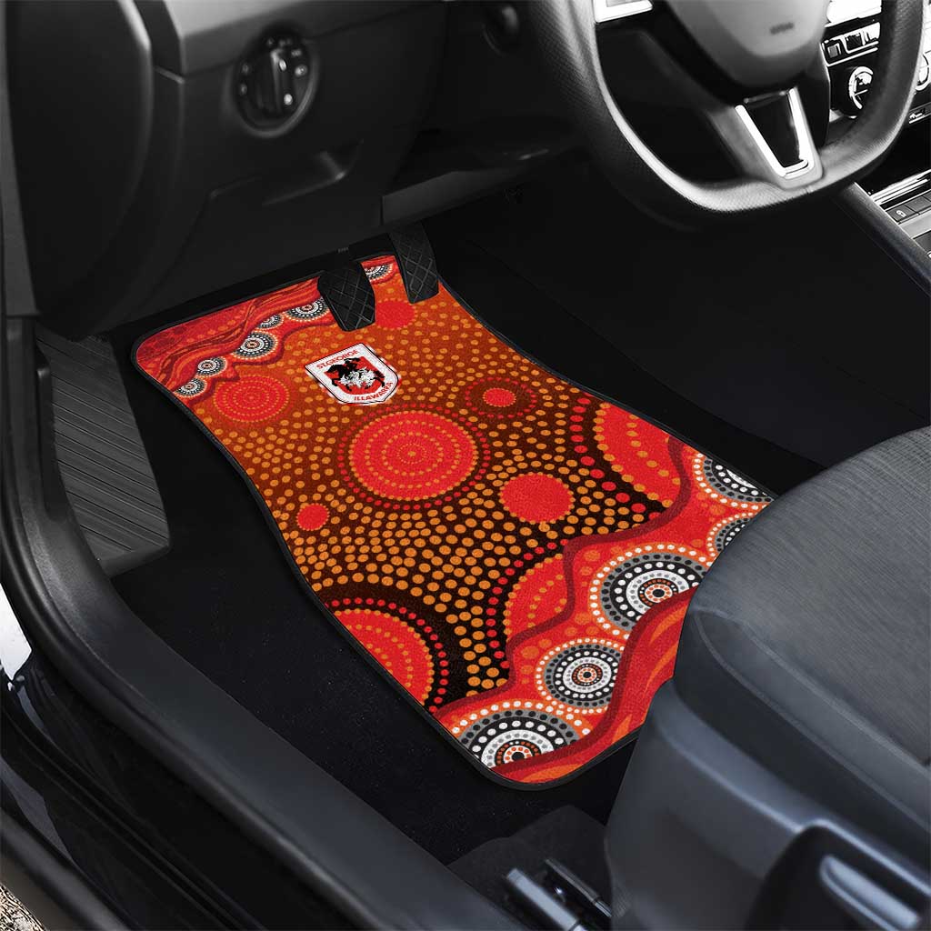 St. George Illawarra Dragons Car Mats Aboriginal Dot Pattern - Rugby Mascot Heritage Pride