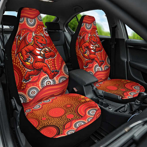 St. George Illawarra Dragons Car Seat Cover Aboriginal Dot Pattern - Rugby Mascot Heritage Pride