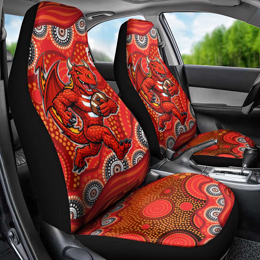 St. George Illawarra Dragons Car Seat Cover Aboriginal Dot Pattern - Rugby Mascot Heritage Pride