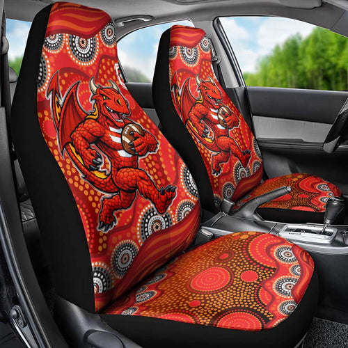 St. George Illawarra Dragons Car Seat Cover Aboriginal Dot Pattern - Rugby Mascot Heritage Pride