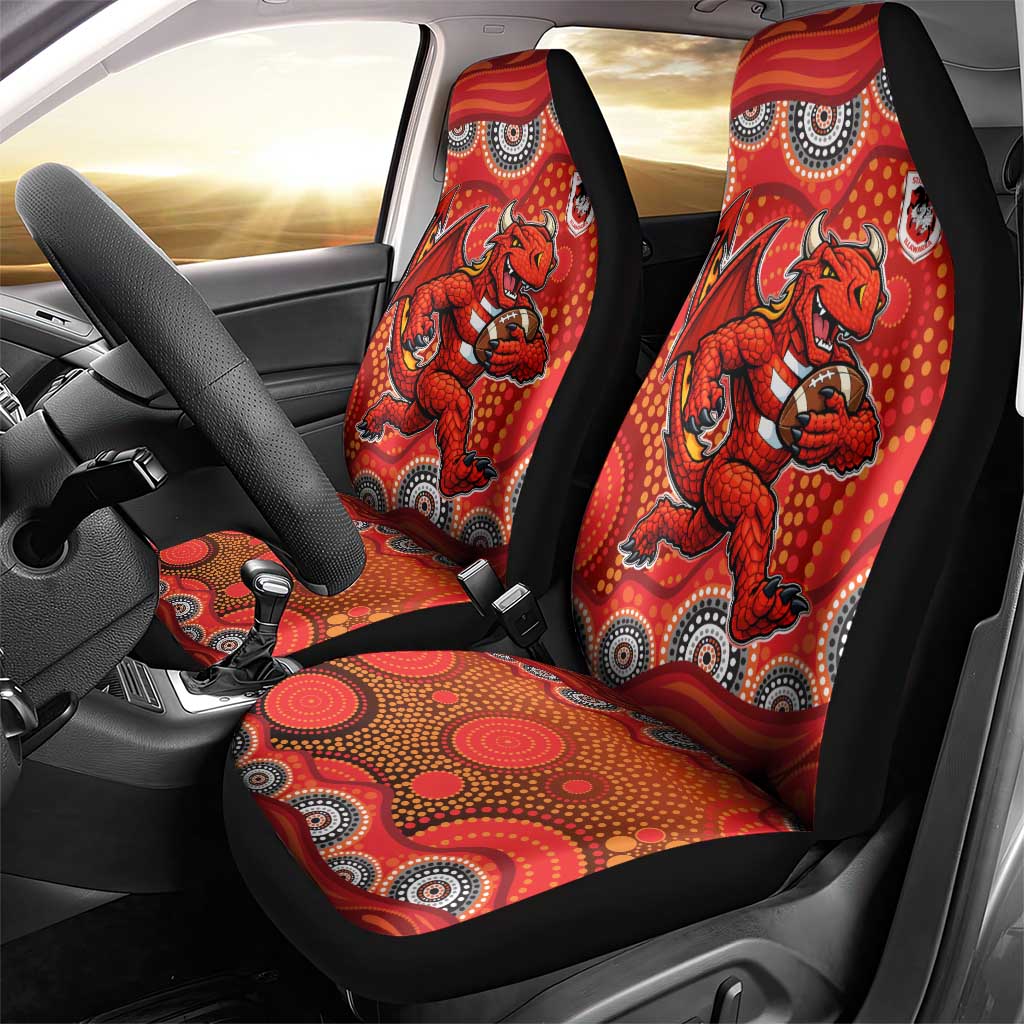 St. George Illawarra Dragons Car Seat Cover Aboriginal Dot Pattern - Rugby Mascot Heritage Pride