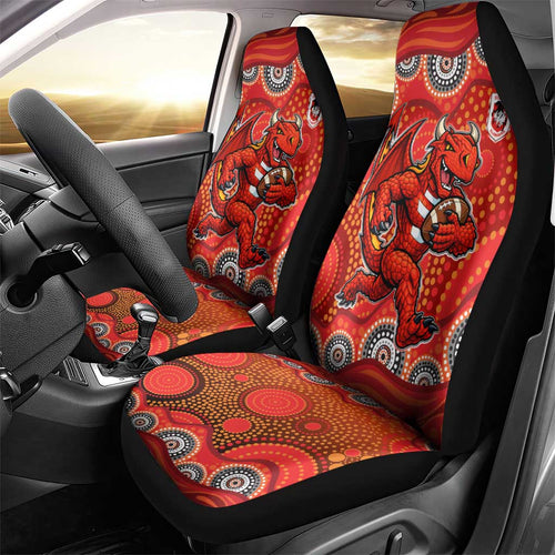St. George Illawarra Dragons Car Seat Cover Aboriginal Dot Pattern - Rugby Mascot Heritage Pride
