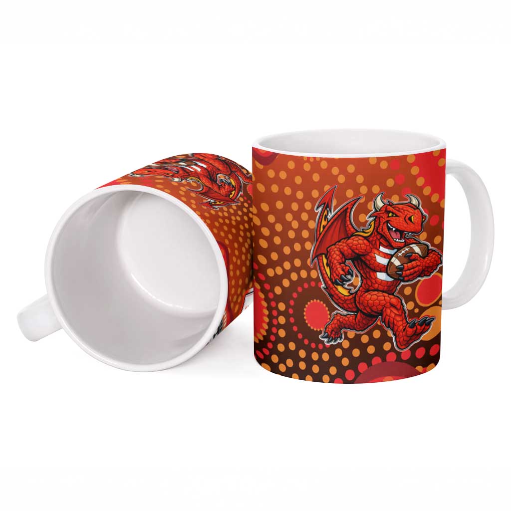 St. George Illawarra Dragons Ceramic Mug Aboriginal Dot Pattern - Rugby Mascot Heritage Pride