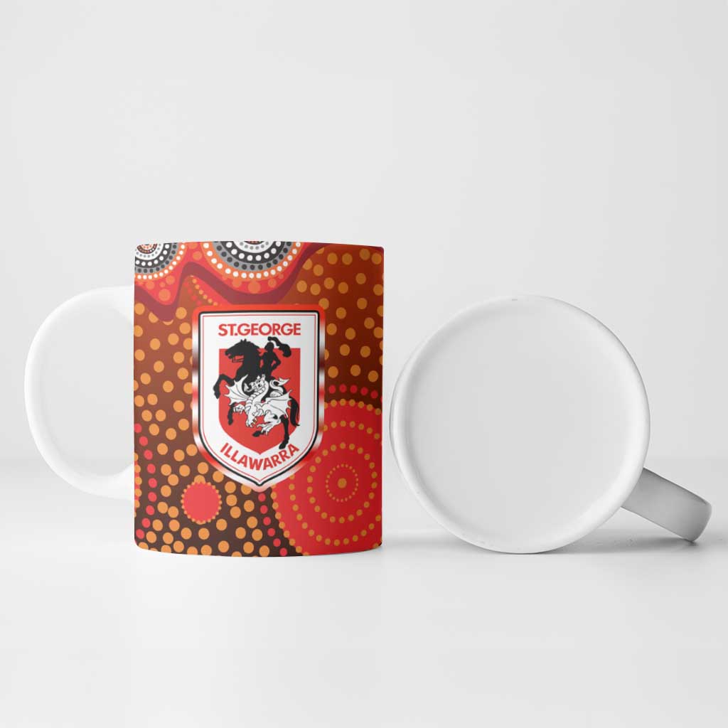 St. George Illawarra Dragons Ceramic Mug Aboriginal Dot Pattern - Rugby Mascot Heritage Pride