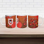 St. George Illawarra Dragons Ceramic Mug Aboriginal Dot Pattern - Rugby Mascot Heritage Pride