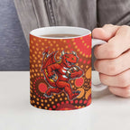 St. George Illawarra Dragons Ceramic Mug Aboriginal Dot Pattern - Rugby Mascot Heritage Pride