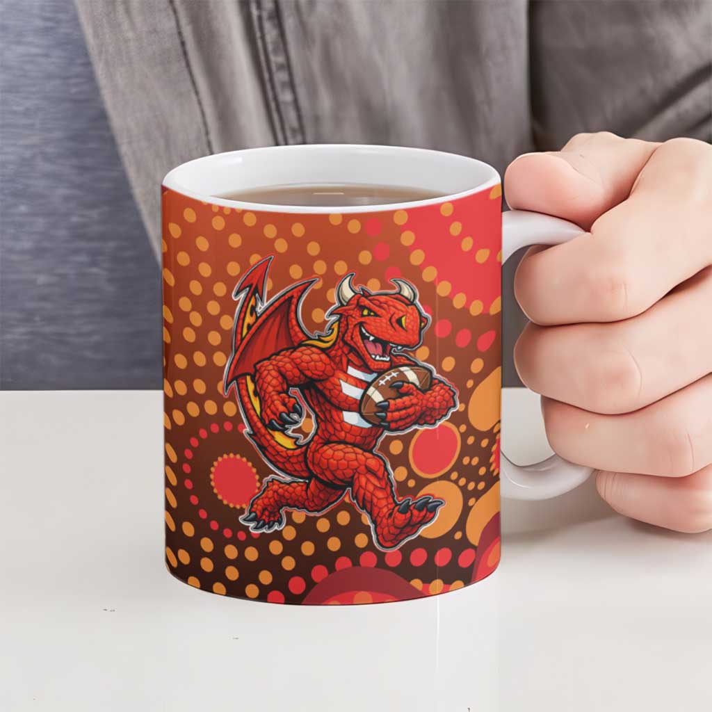 St. George Illawarra Dragons Ceramic Mug Aboriginal Dot Pattern - Rugby Mascot Heritage Pride