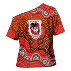 St. George Illawarra Dragons Cross Shoulder Shirt Aboriginal Dot Pattern - Rugby Mascot Heritage Pride