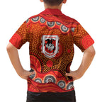 St. George Illawarra Dragons Family Matching Mermaid Dress and Hawaiian Shirt Aboriginal Dot Pattern - Rugby Mascot Heritage Pride