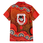 St. George Illawarra Dragons Family Matching Off Shoulder Maxi Dress and Hawaiian Shirt Aboriginal Dot Pattern - Rugby Mascot Heritage Pride