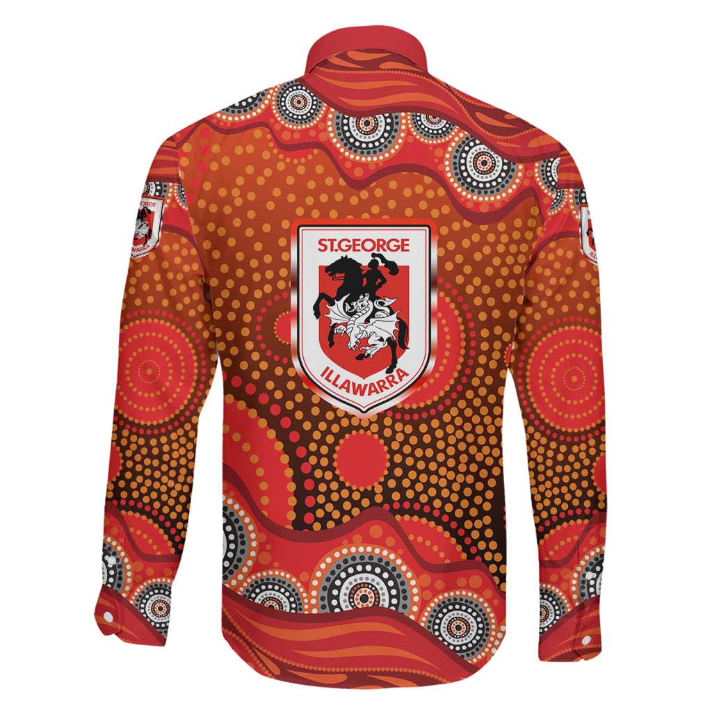 St. George Illawarra Dragons Family Matching Off Shoulder Maxi Dress and Hawaiian Shirt Aboriginal Dot Pattern - Rugby Mascot Heritage Pride