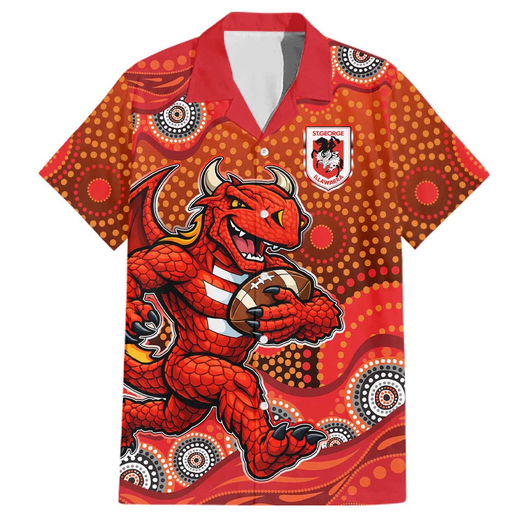 St. George Illawarra Dragons Family Matching Puletasi and Hawaiian Shirt Aboriginal Dot Pattern - Rugby Mascot Heritage Pride