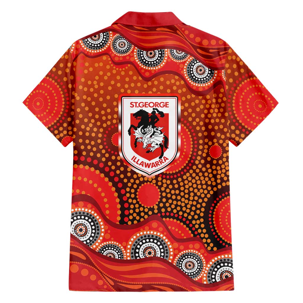 St. George Illawarra Dragons Family Matching Tank Maxi Dress and Hawaiian Shirt Aboriginal Dot Pattern - Rugby Mascot Heritage Pride