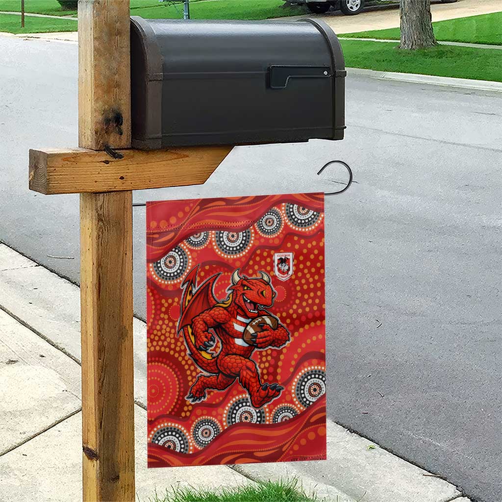 St. George Illawarra Dragons Garden Flag Aboriginal Dot Pattern - Rugby Mascot Heritage Pride