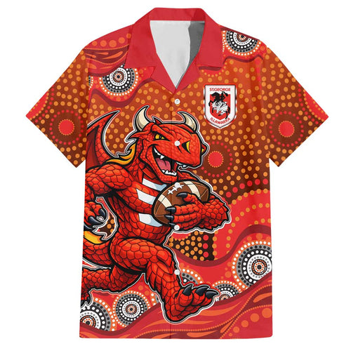 St. George Illawarra Dragons Hawaiian Shirt Aboriginal Dot Pattern - Rugby Mascot Heritage Pride