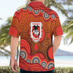 St. George Illawarra Dragons Hawaiian Shirt Aboriginal Dot Pattern - Rugby Mascot Heritage Pride
