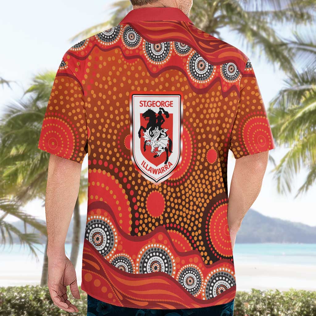 St. George Illawarra Dragons Hawaiian Shirt Aboriginal Dot Pattern - Rugby Mascot Heritage Pride