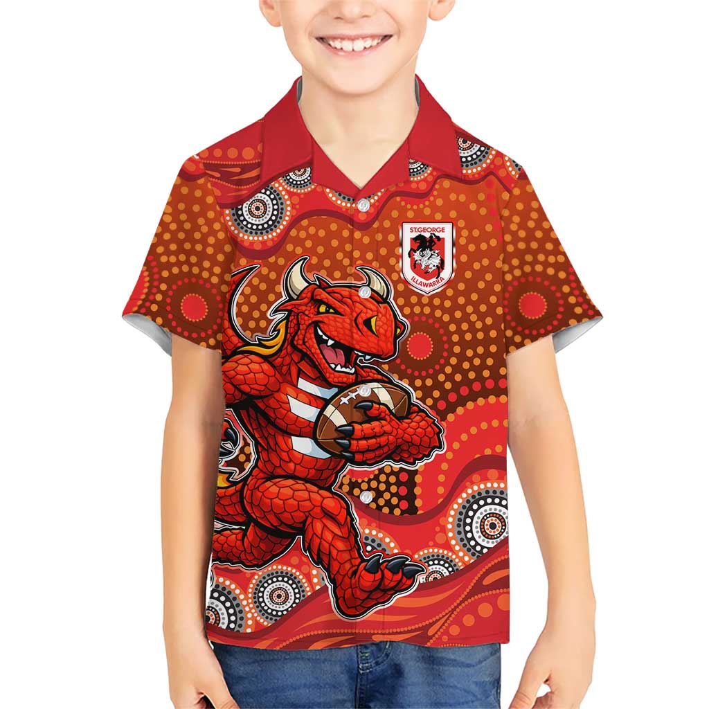 St. George Illawarra Dragons Hawaiian Shirt Aboriginal Dot Pattern - Rugby Mascot Heritage Pride