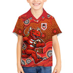 St. George Illawarra Dragons Hawaiian Shirt Aboriginal Dot Pattern - Rugby Mascot Heritage Pride