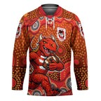 St. George Illawarra Dragons Hockey Jersey Aboriginal Dot Pattern - Rugby Mascot Heritage Pride