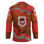 St. George Illawarra Dragons Hockey Jersey Aboriginal Dot Pattern - Rugby Mascot Heritage Pride
