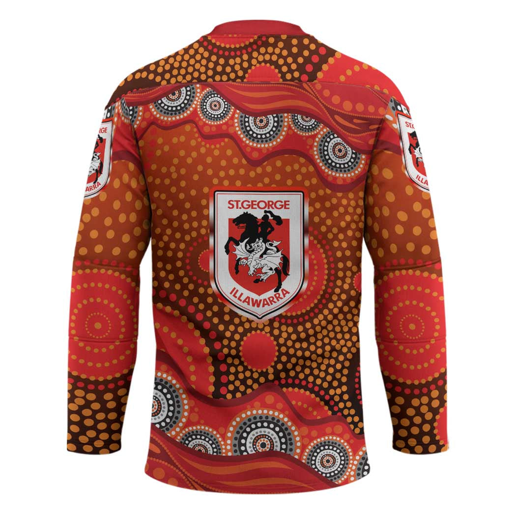 St. George Illawarra Dragons Hockey Jersey Aboriginal Dot Pattern - Rugby Mascot Heritage Pride