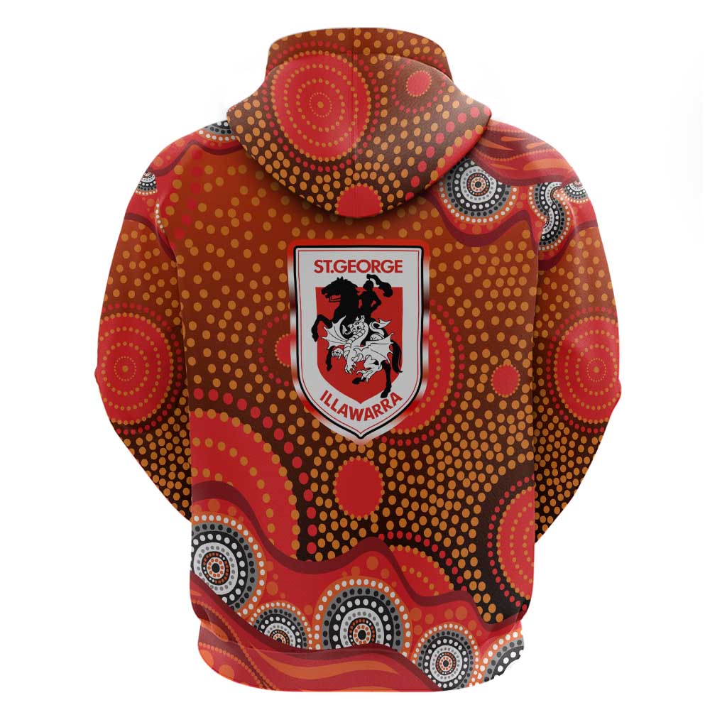 St. George Illawarra Dragons Hoodie Aboriginal Dot Pattern - Rugby Mascot Heritage Pride