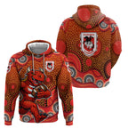 St. George Illawarra Dragons Hoodie Aboriginal Dot Pattern - Rugby Mascot Heritage Pride