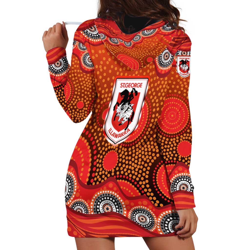St. George Illawarra Dragons Hoodie Dress Aboriginal Dot Pattern - Rugby Mascot Heritage Pride