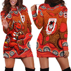 St. George Illawarra Dragons Hoodie Dress Aboriginal Dot Pattern - Rugby Mascot Heritage Pride