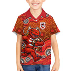 St. George Illawarra Dragons Kid Hawaiian Shirt Aboriginal Dot Pattern - Rugby Mascot Heritage Pride