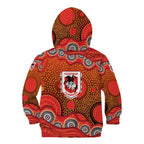 St. George Illawarra Dragons Kid Hoodie Aboriginal Dot Pattern - Rugby Mascot Heritage Pride