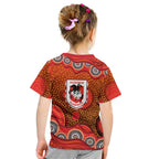 St. George Illawarra Dragons Kid T Shirt Aboriginal Dot Pattern - Rugby Mascot Heritage Pride