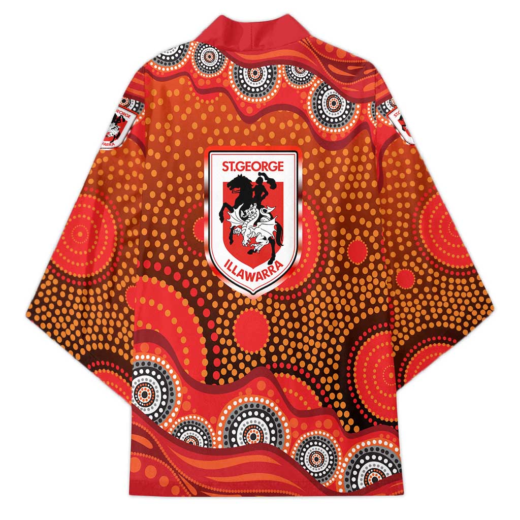 St. George Illawarra Dragons Kimono Aboriginal Dot Pattern - Rugby Mascot Heritage Pride