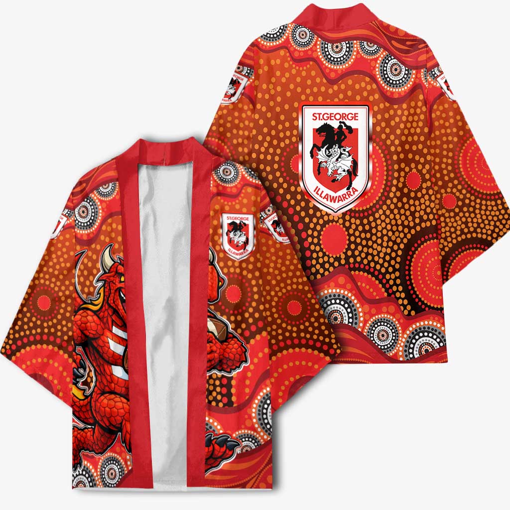 St. George Illawarra Dragons Kimono Aboriginal Dot Pattern - Rugby Mascot Heritage Pride