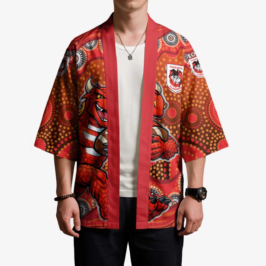 St. George Illawarra Dragons Kimono Aboriginal Dot Pattern - Rugby Mascot Heritage Pride