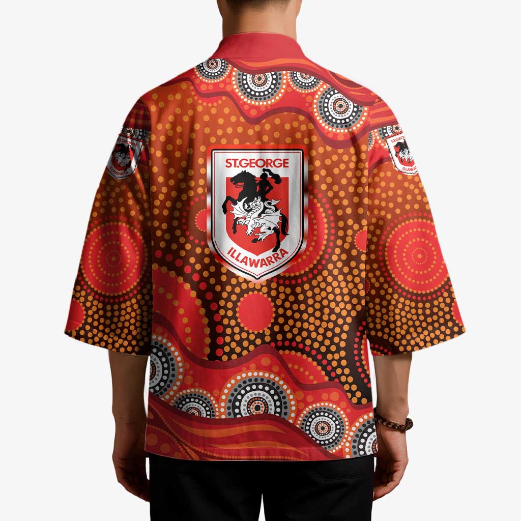 St. George Illawarra Dragons Kimono Aboriginal Dot Pattern - Rugby Mascot Heritage Pride