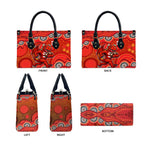 St. George Illawarra Dragons Leather Bag Aboriginal Dot Pattern - Rugby Mascot Heritage Pride