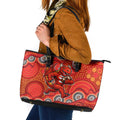 St. George Illawarra Dragons Leather Tote Bag Aboriginal Dot Pattern - Rugby Mascot Heritage Pride