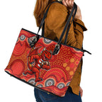 St. George Illawarra Dragons Leather Tote Bag Aboriginal Dot Pattern - Rugby Mascot Heritage Pride