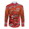 St. George Illawarra Dragons Long Sleeve Button Shirt Aboriginal Dot Pattern - Rugby Mascot Heritage Pride