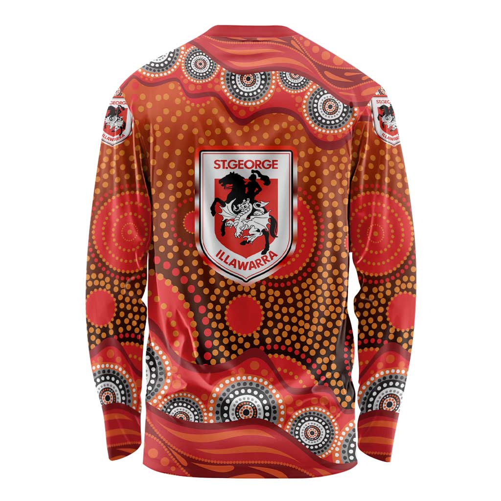 St. George Illawarra Dragons Long Sleeve Shirt Aboriginal Dot Pattern - Rugby Mascot Heritage Pride