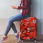 St. George Illawarra Dragons Luggage Cover Aboriginal Dot Pattern - Rugby Mascot Heritage Pride