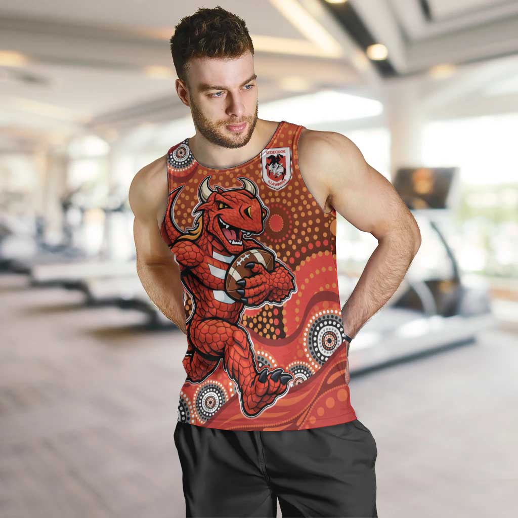 St. George Illawarra Dragons Men Tank Top Aboriginal Dot Pattern - Rugby Mascot Heritage Pride