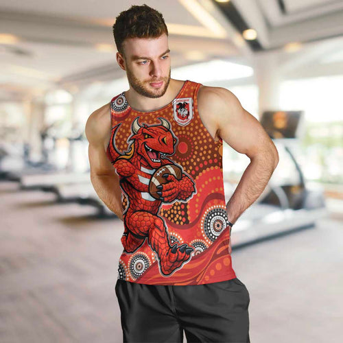 St. George Illawarra Dragons Men Tank Top Aboriginal Dot Pattern - Rugby Mascot Heritage Pride