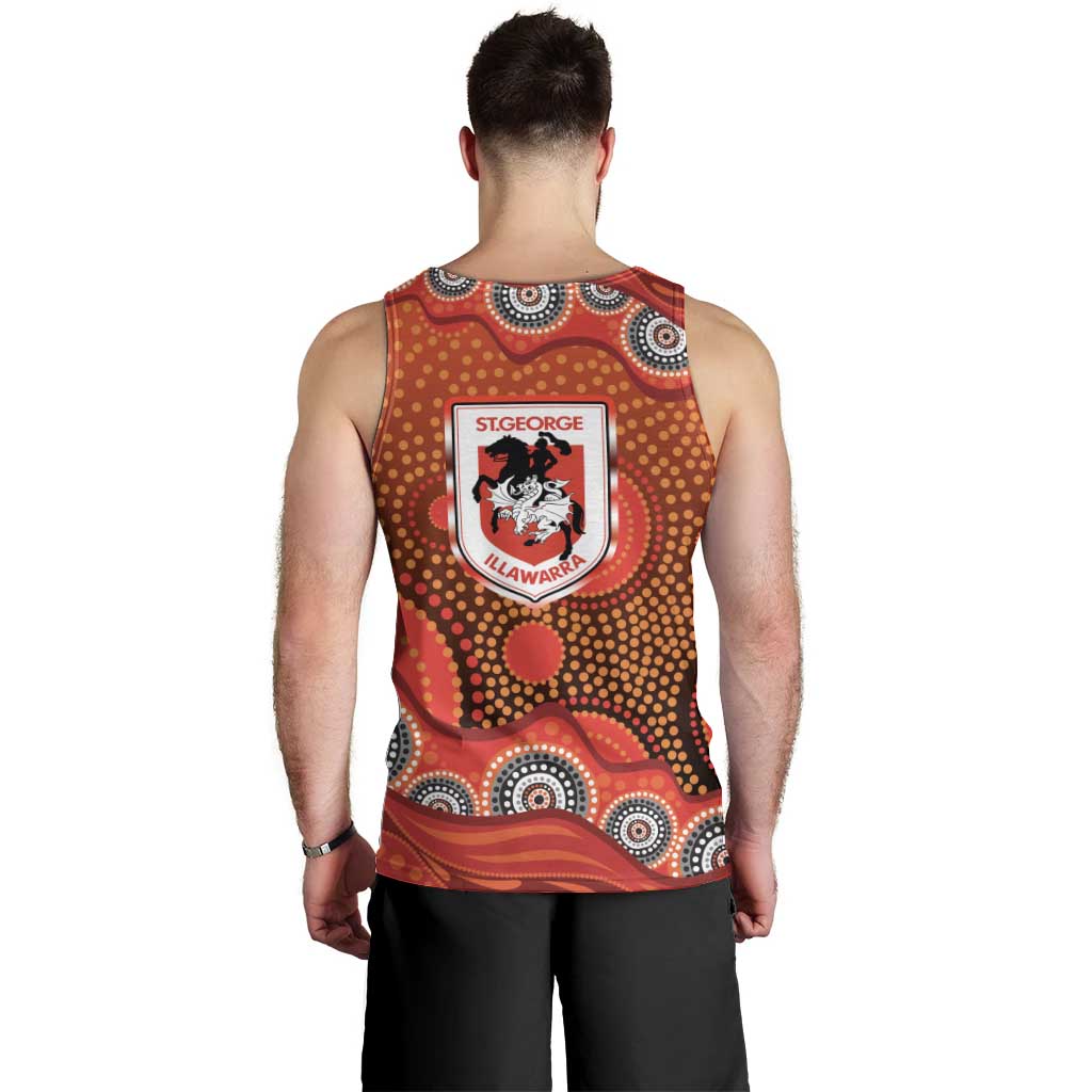 St. George Illawarra Dragons Men Tank Top Aboriginal Dot Pattern - Rugby Mascot Heritage Pride