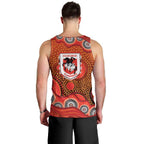 St. George Illawarra Dragons Men Tank Top Aboriginal Dot Pattern - Rugby Mascot Heritage Pride